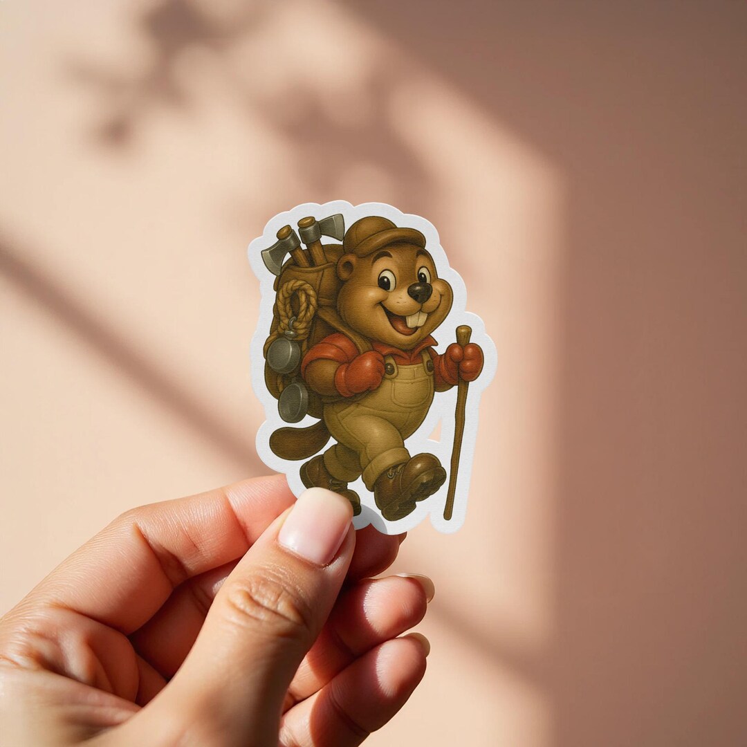 Beaver Lumberjack Sticker, Cartoon Beaver Sticker, Funny Beaver Decal ...