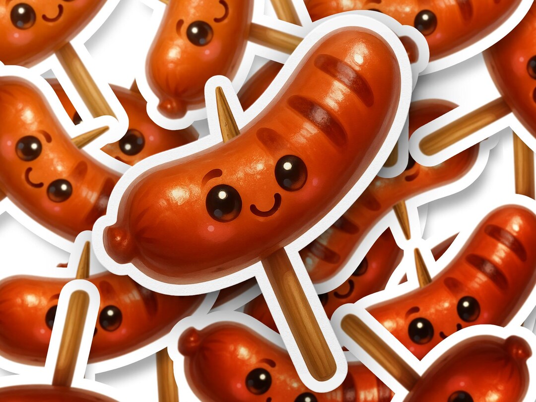 Cute Sausage Sticker, Kawaii Food Sticker, Funny Foodie Stickers ...