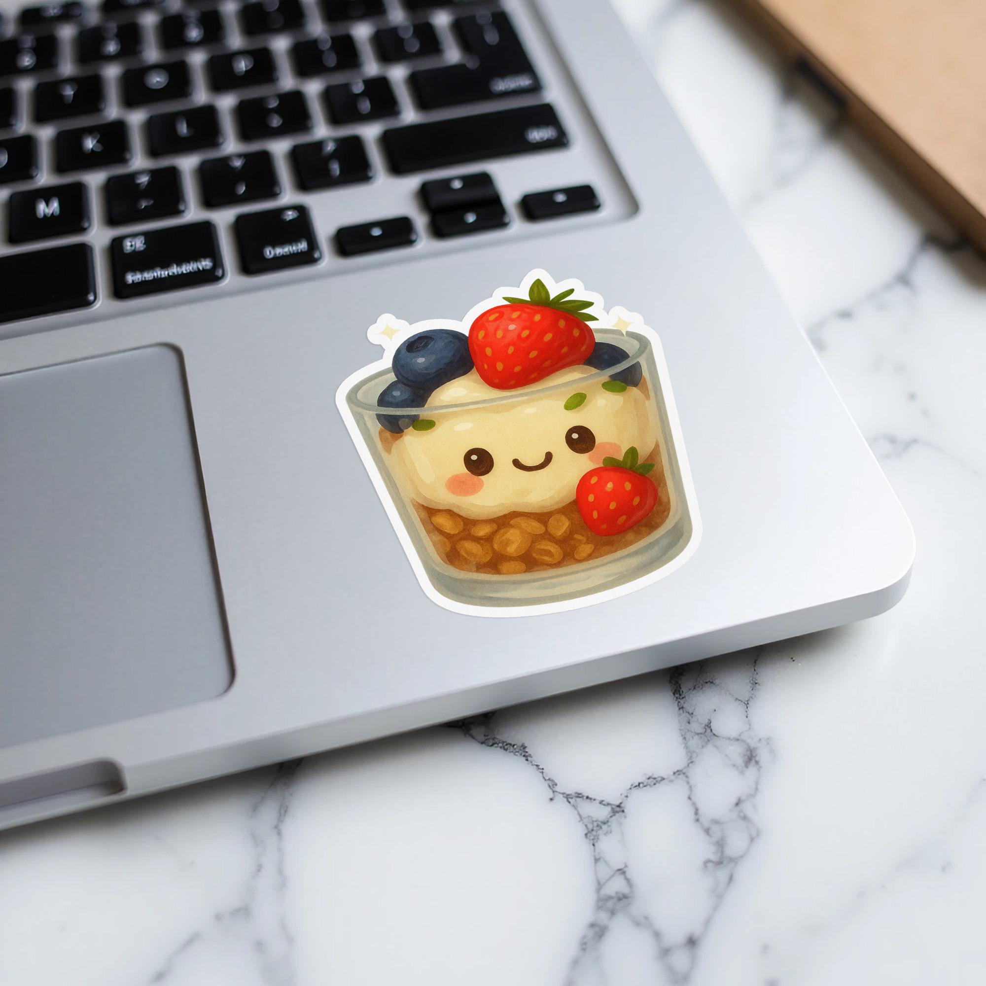Parfait Sticker Kawaii Parfait Sticker, Smiling Berry Yogurt Dessert Decal, Happy ...