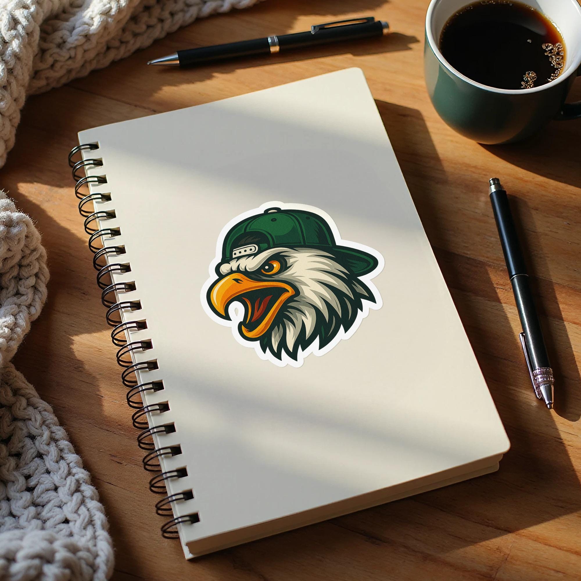 Eigel Sticker Eagle Mascot Sticker, Cartoon Eagle Decal, Eagle With Backwards Cap ...