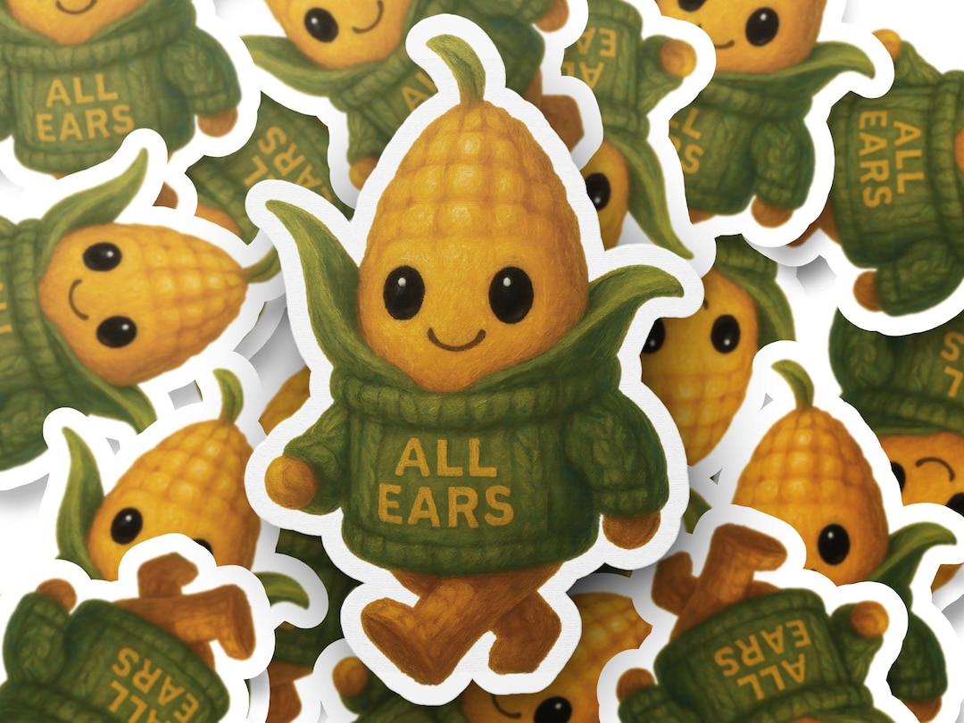 Corn Cob Sticker Cute Corn on the Cob Sticker, Funny All Ears Pun Decal, Sweet Corn ...