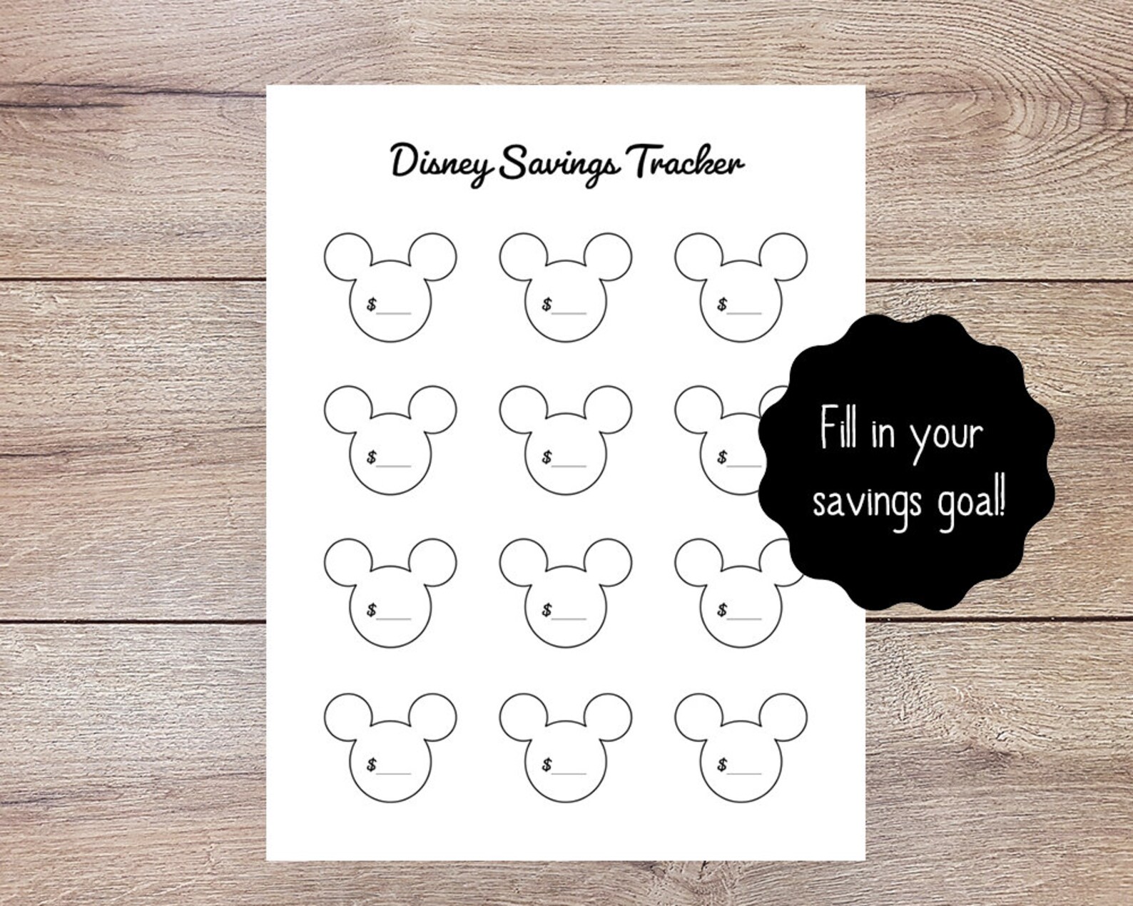 Disney Savings Tracker // Track Your Disney Vacation Savings - Etsy