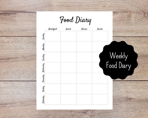 weekly food diary printable for bullet journal planner etsy