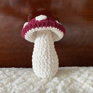 Handmade Crochet Mushroom Plushie-Toadstool Red with Spots 7" tall