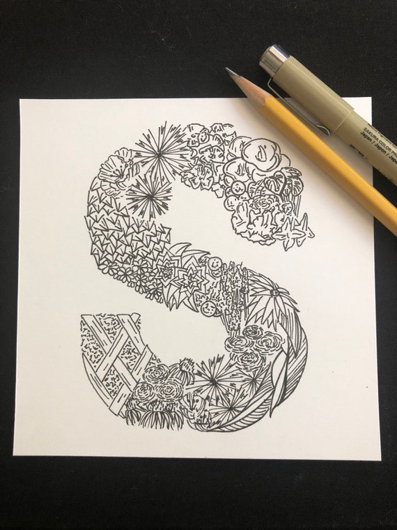 S Letter Drawing With Pencil