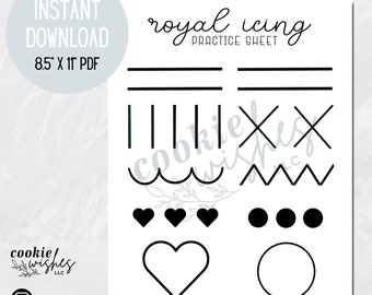 Royal Icing Sugar Cookie Class Practice Sheet