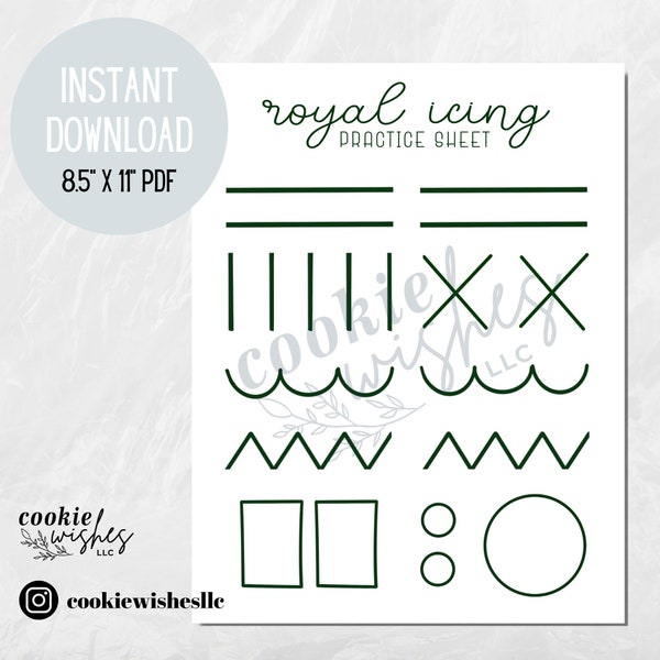 Royal Icing Sugar Cookie Class Practice Sheets