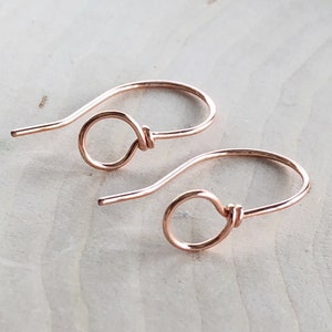 Bare Copper Ear Wires, Handmade Earring Findings, Copper Ear Wires, Front Face Loop Ear Wires, Copper Ear Wires, Handmade Ear Wires, Copper