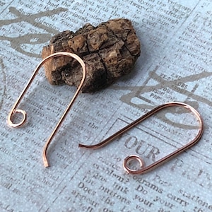 Handmade Copper Ear Wires: 20 Gauge, Jewelry Findings (Pair)