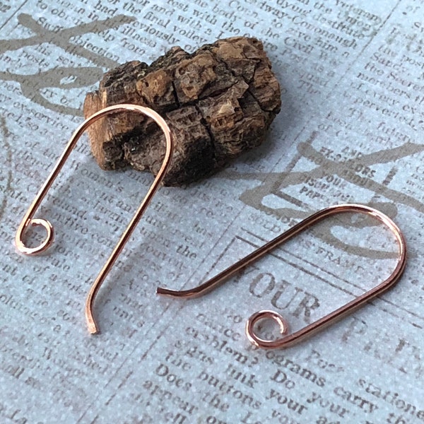 Copper Hooks, Copper Ear Wires, Copper Findings, Hooks, Handmade Copper Ear Wires, Jewelry Supply, Jewelry Findings, Modern Ear Wires