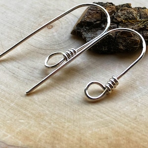 Sterling Silver Ear Wires, Sterling Silver Ear Wires, Handmade Sterling Silver,Jewelry Supply Jewelry Findings, Side Loop Ear Wires, Silver