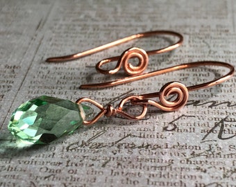 Small Front Face Spiral Copper Ear Wires French Hook Petite Swirl