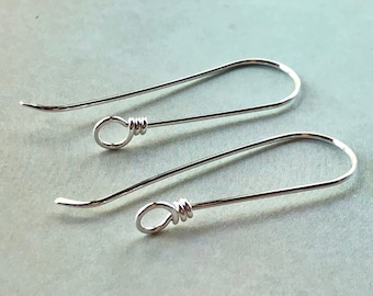 Minimalist Long Sterling Silver Ear Wires Jewelry Supplies Ear Wires Handmade Ear Wires Jewelry Supply Jewelry Making Earrings Ear Wires