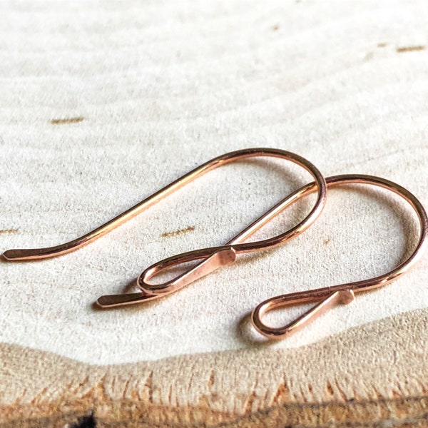 Small Hand forged Copper Hooks, Copper Ear Wires, Copper, Jewelry Supply, Copper Earrings,  Hammered Copper Ear Wires