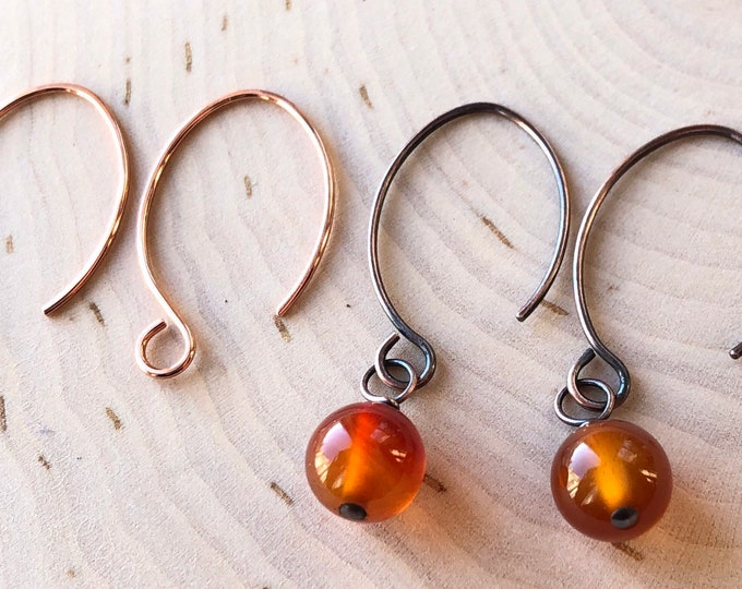 Handmade Hammered Copper Ear Wires, Copper Hooks, Copper Ear Wires