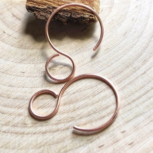 One Pair Copper Ear Wires, Handmade Copper Hoop, Ear Wire Findings, Little Swingers,  Copper EFindings