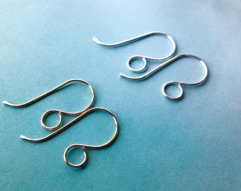 Sterling Silver Ear Wires,  French Hook Handmade Ear Wires, Sterling Silver Ear Wires, Jewelry Findings, Sterling Silver Handmade Ear Wires