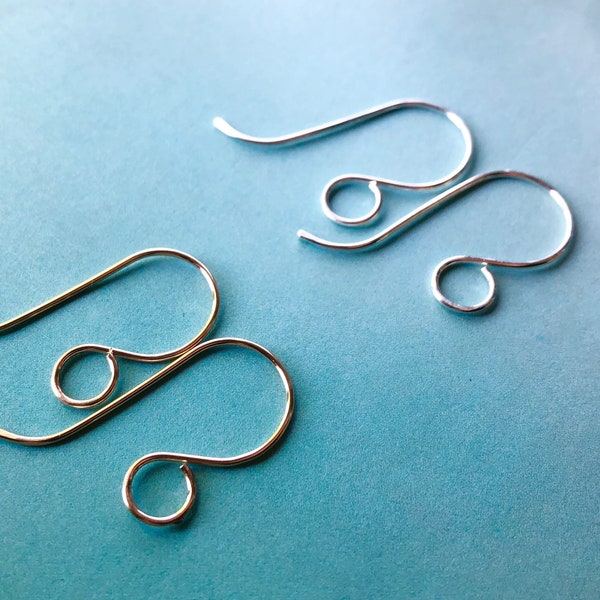 Sterling Silver Ear Wires,  French Hook Handmade Ear Wires, Sterling Silver Ear Wires, Jewelry Findings, Sterling Silver Handmade Ear Wires