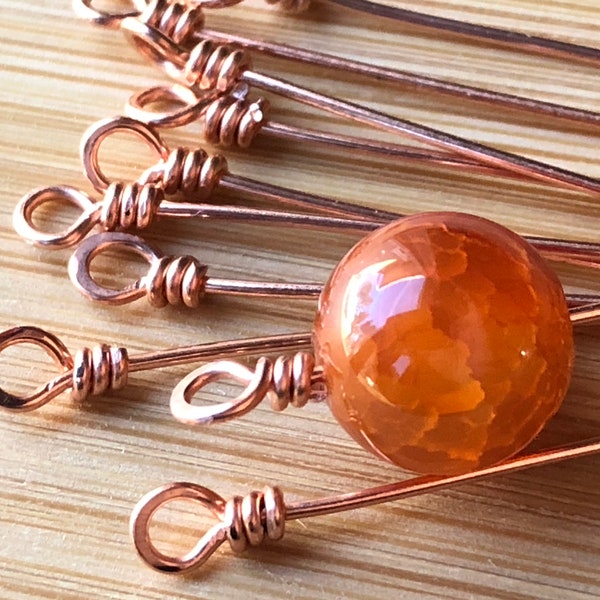 10 Copper Headpins Wire Wrapped Loop End Head Pins Handcrafted Head Pins Copper Headpins Wrapped Loop Headpins for Jewelry Making Head Pins