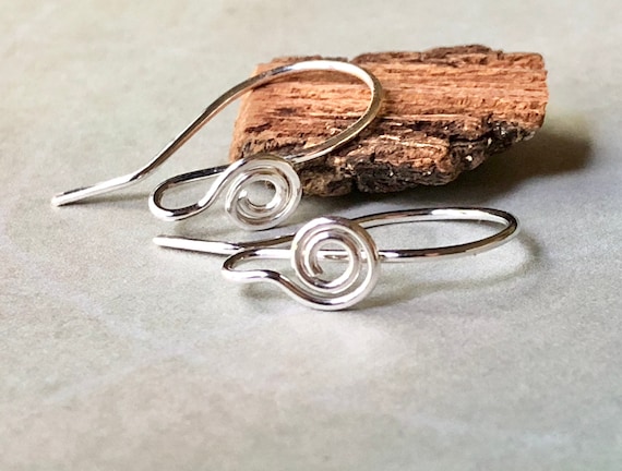 Small Front Face Spiral Sterling Silver Ear Wires French Hook - Etsy