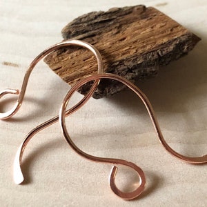 Small Hand Formed Copper Hooks, Copper Ear Wires, Copper, Jewelry Supply, Copper Earrings, Hammered Copper Ear Wires