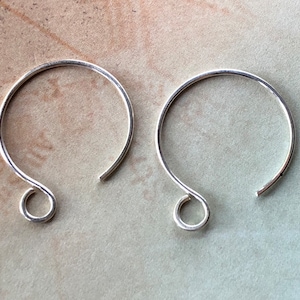 ONE pair of Medium  (25 mm) Handmade Sterling Silver Hoops, Silver Ear Wires, Silver, Sterling Silver  Ear Wires,  Handmade Hoop Ear Wires