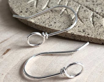 Sterling Silver Ear Wires, Handmade Earring Findings, Silver Ear Wires, Front Face Loop Ear Wires,Silver Ear Wires, Handmade Ear Wires,