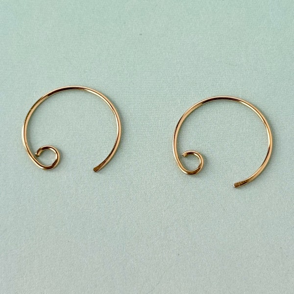 Small Hand-Forged Ear Wires, Gold Filled Ear Wires, Gold Filled Findings, Hoop Ear Wires, Small Hoops, Gold Circle Ear Wires, Gold Earrings