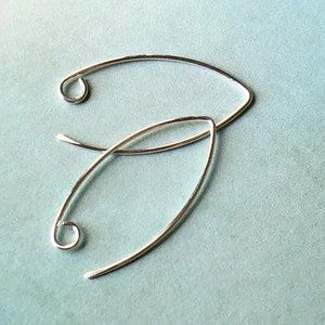 Handmade Sterling Silver Marquise Ear Wires, Silver Ear Wires, Silver, Jewelry Supply, Sterling Silver Ear Wires, Silver Jewelry Findings
