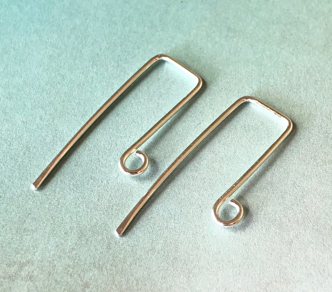 Rectangular Ear Clips Handmade Sterling Silver Rectangular Ear Wires With Side Loop - Etsy