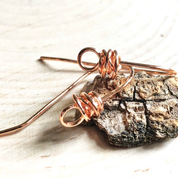 Tumbleweed French Ear Wires, Knotted Ear Wires, Fancy Ear Wires, Front Loop Ear Wires, Copper Handmade Earring Findings, Hook Earrings,