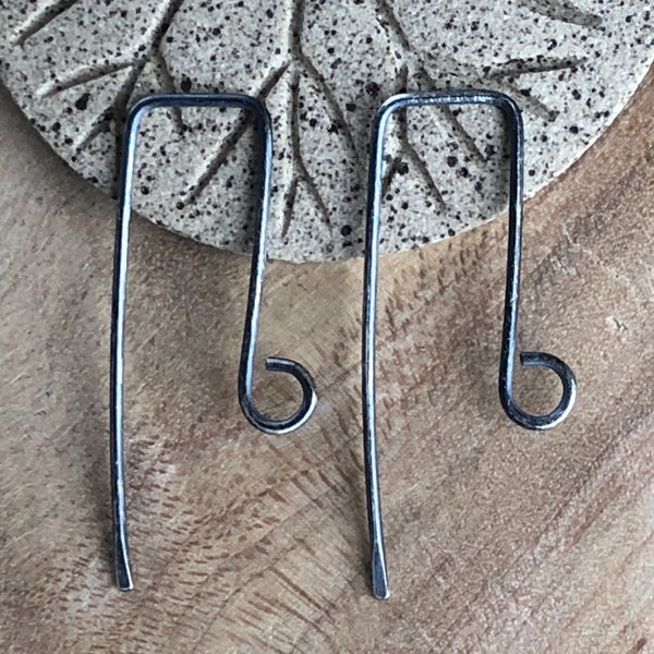 Handmade Sterling Silver Earring Hooks, Geometric Ear Wires, Oxidized Sterling SilverEar Wires, Sterling Silver Findings, Handmade Findings