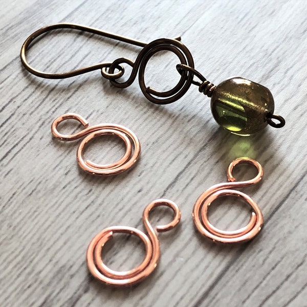 10 Handmade Copper or Silver Connectors, Handmade Findings, Copper Findings, Copper Links,Handmade Links, Copper Connectors, Silver Links
