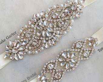 Ivory Wedding Garter Set: Rhinestone Bridal Garter with Anti-Slip