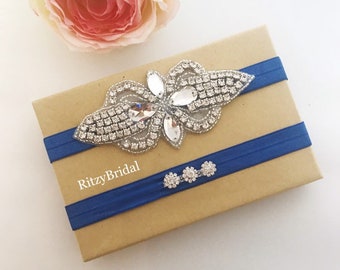 wedding garter, bridal garter, garters for wedding, garter belt, garters, rhinestone garter, wedding garter royal blue, royal blue garter