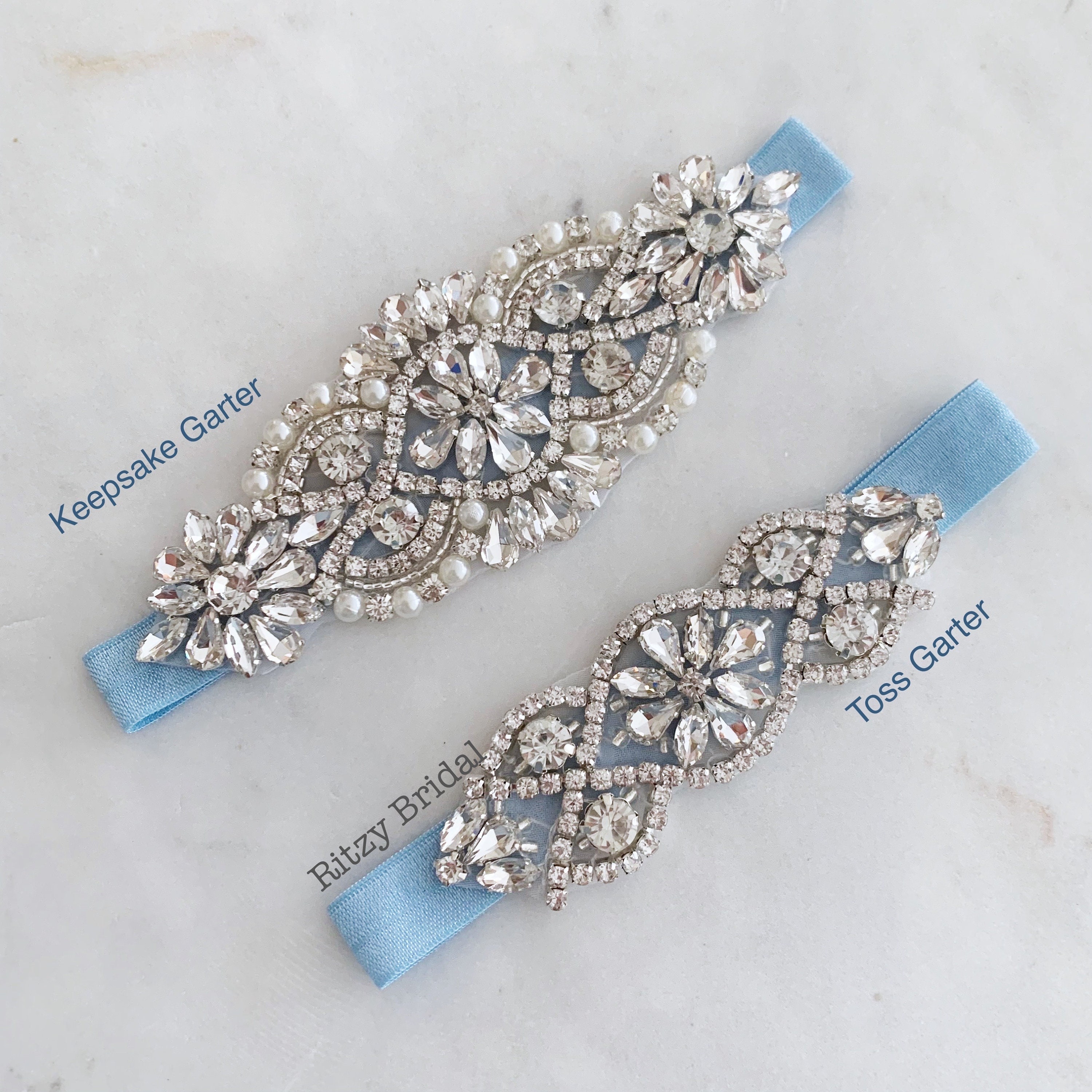 Garter for Bride Dusty Blue - Etsy