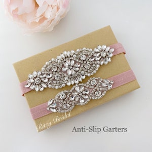 wedding garter, bridal garter, garters for wedding, garter belt, , rhinestone garter, wedding garter sets, bridal garter set, Blush Garter