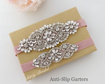 wedding garter, bridal garter, garters for wedding, garter belt, , rhinestone garter, wedding garter sets, bridal garter set, Blush Garter