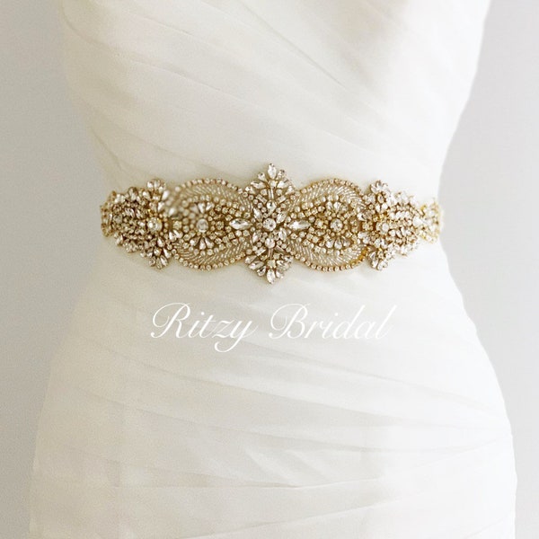 wedding belts and sashes, wedding dress sash, crystal belt, rhinestone belt, wedding belt gold