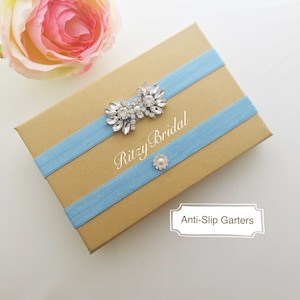 wedding garter, bridal garter, garters for wedding, garter belt, garters, rhinestone garter, blue garter, blue wedding garter set