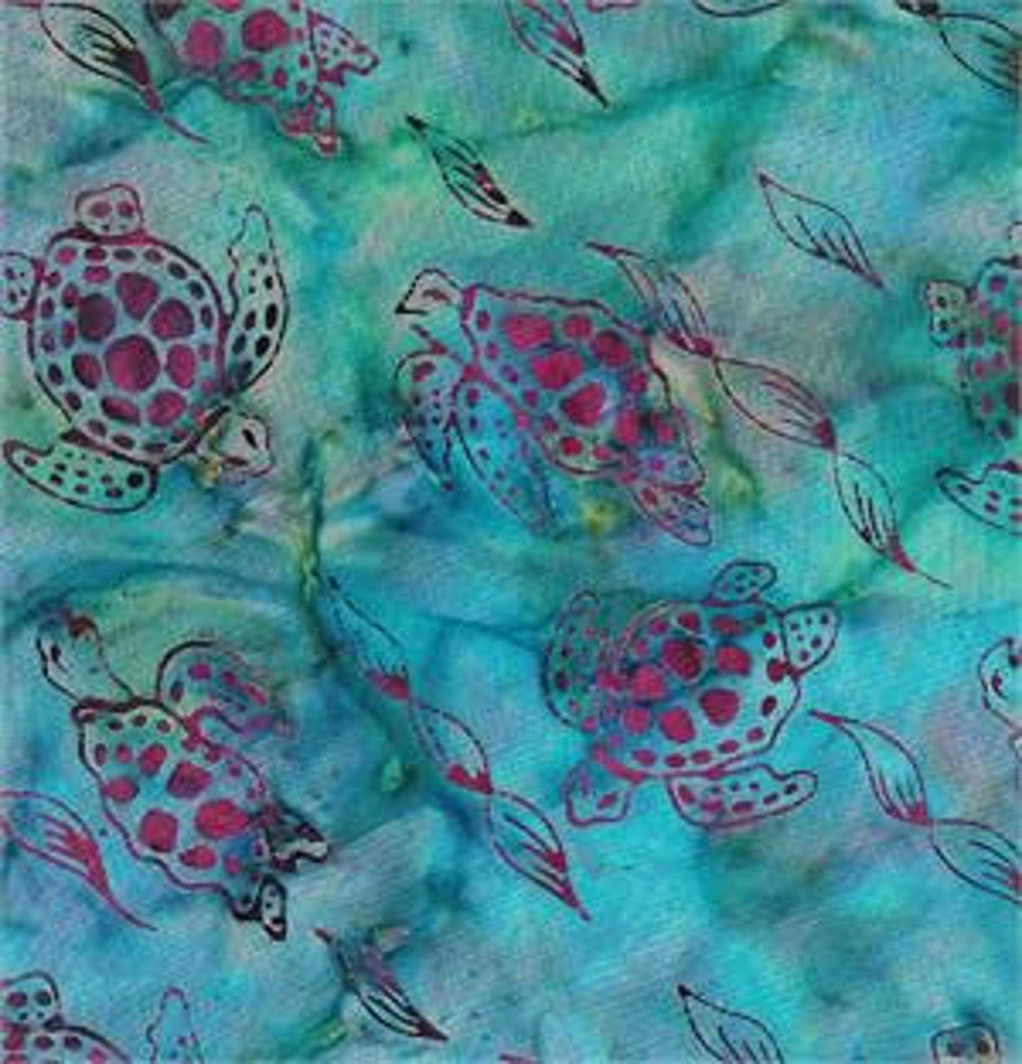 Sea Turtle Batik Fabric 5401 From Batik Textiles Quilting Etsy