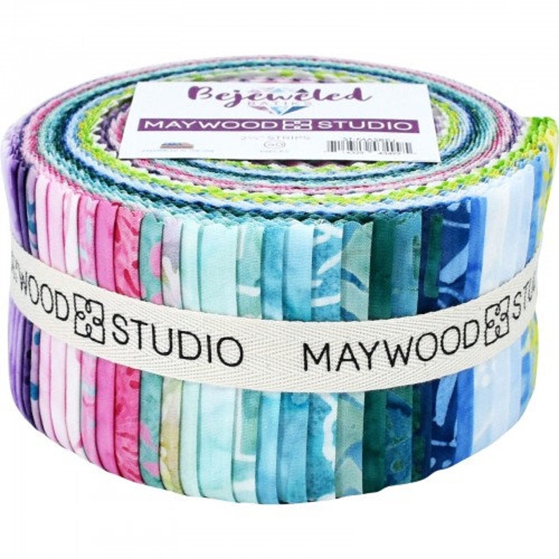 Batik Quilt Fabric 40 Pieces Jelly Roll Bejeweled Batiks 2.5\u201dx44\u201d PreCut Fabric Strips by Maywood Studio