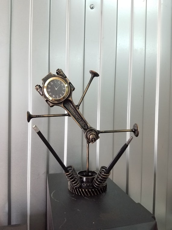Piston Clock Metal Art Desk Organizer Car Part Furniture Piston Clock Metal Art Desk Organizer
