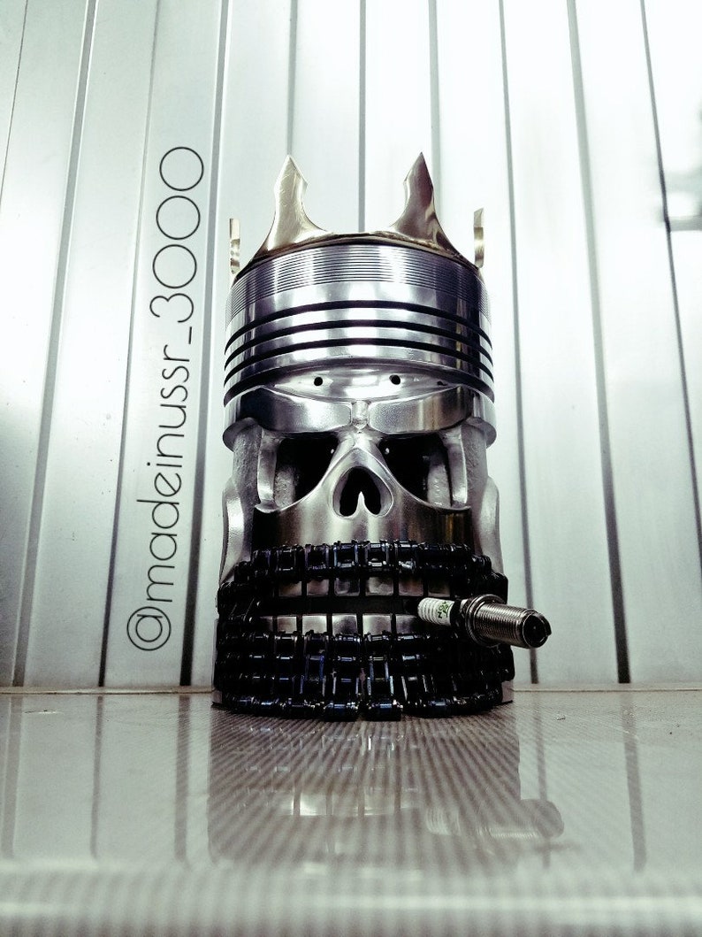 King piston art Skull carving diesel diy handmade Loft Etsy