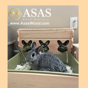 Rabbit hay feeder with litter box-Large, made by AsasWood