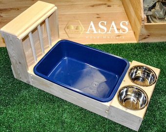 Great Rabbit hay feeder with litter pan / AsasWood