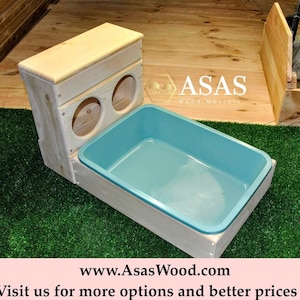 Alimentador de feno para coelhos com caixa sanitária / AsasWood