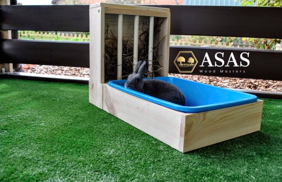 Rabbit Hay Feeder With Litter Box Hay Rack Asaswood Etsy