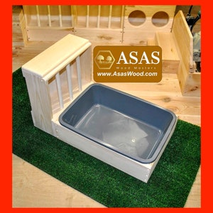 Rabbit hay feeder with litter box, Made by AsasWood