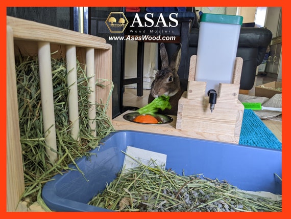 Rabbit Litter Box With Hay Feeder Rabbit Hay Feeder Bunny Litter Box Made by Asaswood Etsy Canada